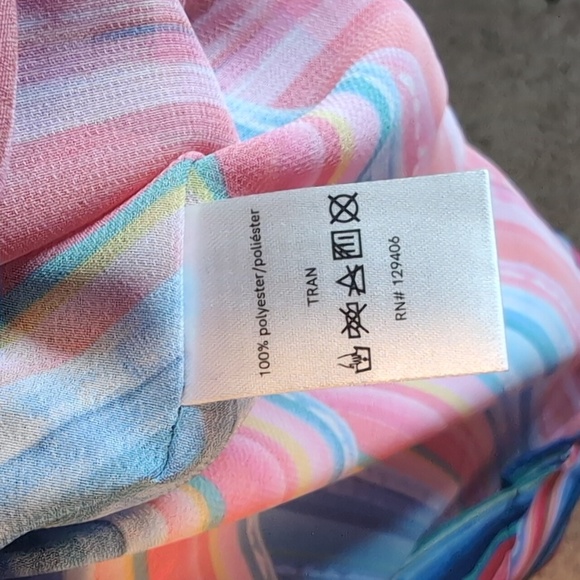 VTG Venus Swim Coverup Kaftan Dress Sheer Rainbow Print - Picture 10 of 11